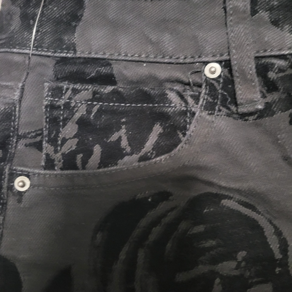 Monogrammed Wild Fable High RiseStraightEasy Rigid Denim Floral Black Jeans SZ 8 - Picture 4 of 16